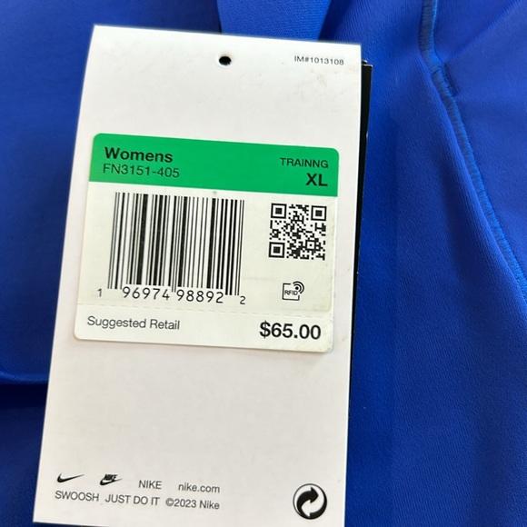 NWT ROYAL BLUE NIKE DRI-FIT MEDIUM SUPPORT, high rise and 5” length. - Picture 6 of 7